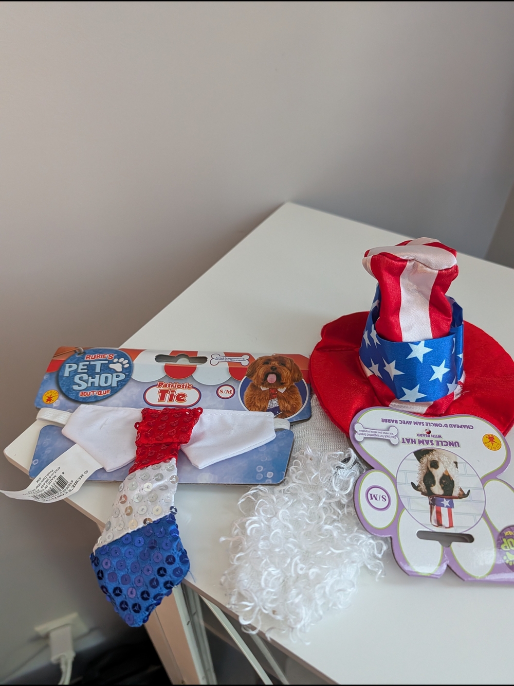 Patriotic Pet Tie & Uncle Sam Hat Costume Set